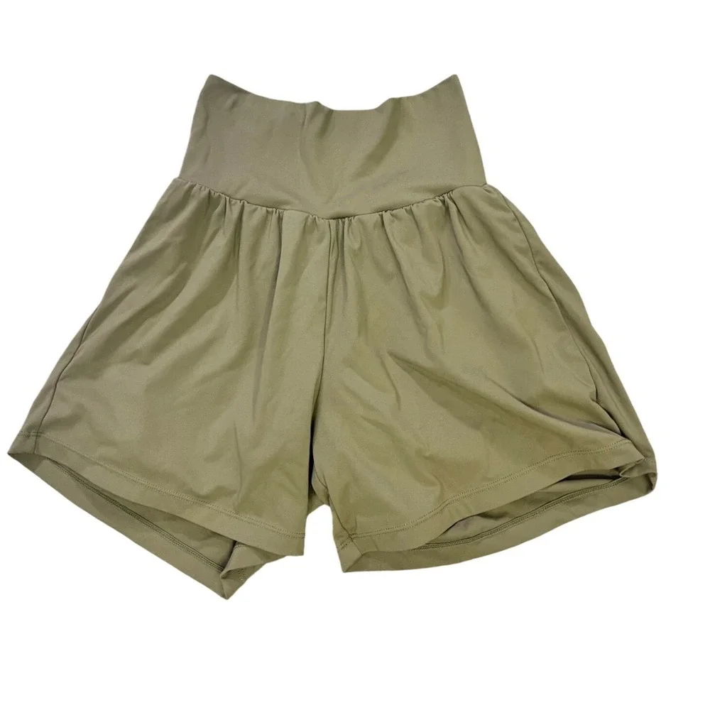 Halara Women XS Olive Green High Waisted 2-in-1 Flowy Athletic Shorts Pockets